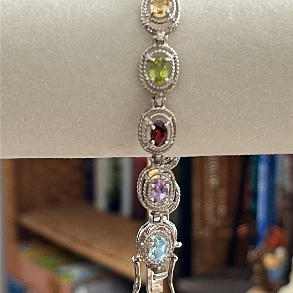 Source Unknown Silver Multi-Gem Bracelet - image 1